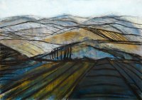 Blaue Landschaft, Mischtechnik, 2001