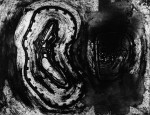 Mensch lauscht Tod, Radierung aus der Mappe "Ich nicht", 2012