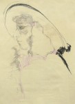 Dame mit Hut im Profil, Zeichnung, Bleistift, Kohle, Kreide, 1991