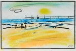 Blick zur Seebrücke, Tusche/Pastell, 2015
